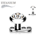 Titanium Internally Threaded 3 Hole Dermal Anchor w/ Titanium Flat Round Crystal Top (2mm Rise)