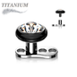Titanium Internally Threaded 3 Hole Dermal Anchor w/ Titanium Flat Round Crystal Top (2mm Rise)