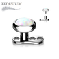 Titanium 16G 3 Hole Dermal Anchor w/ Titanium Flat Round 4mm Opal Top (2mm Rise)