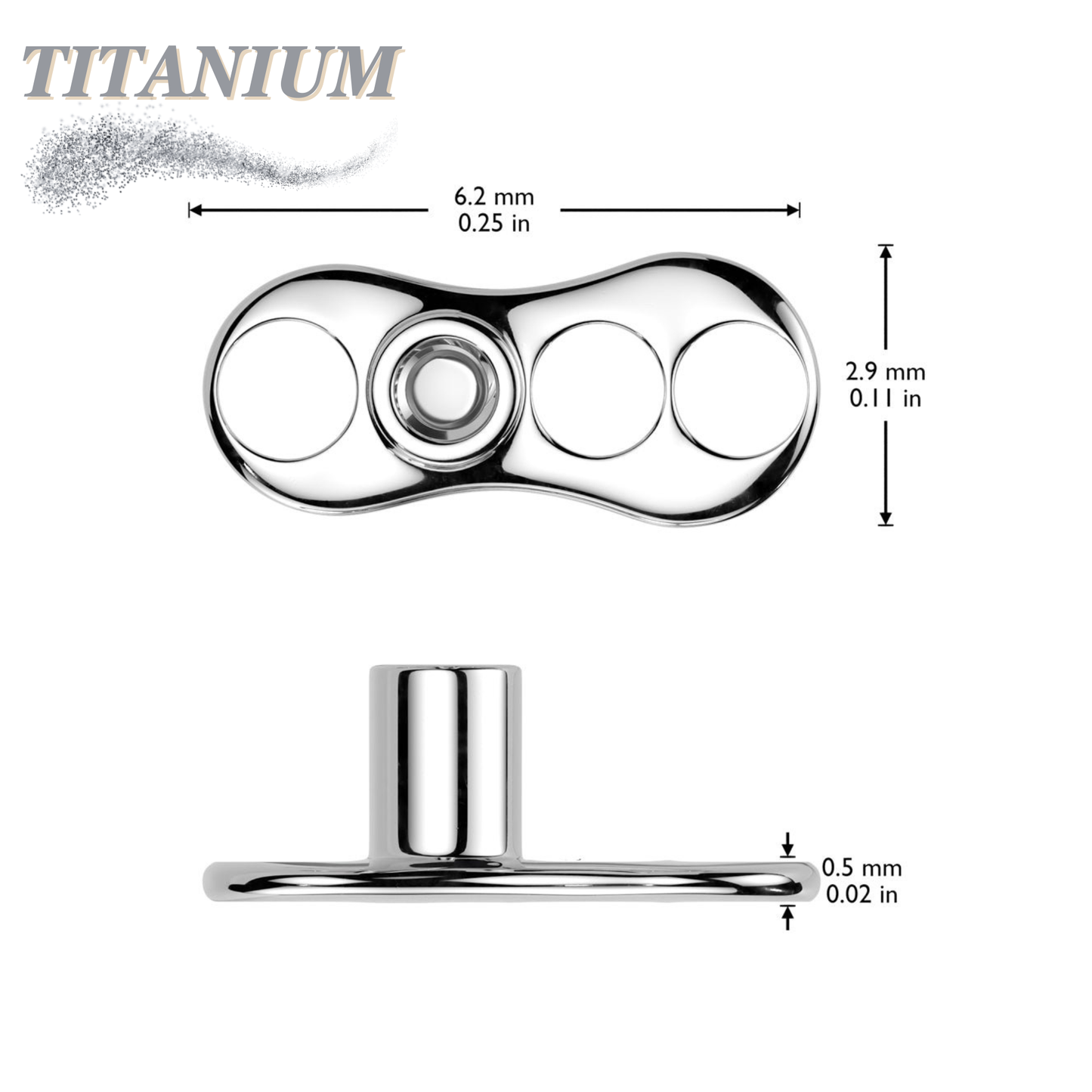 Titanium Internally Threaded 3 Hole Dermal Anchor (Base Only)