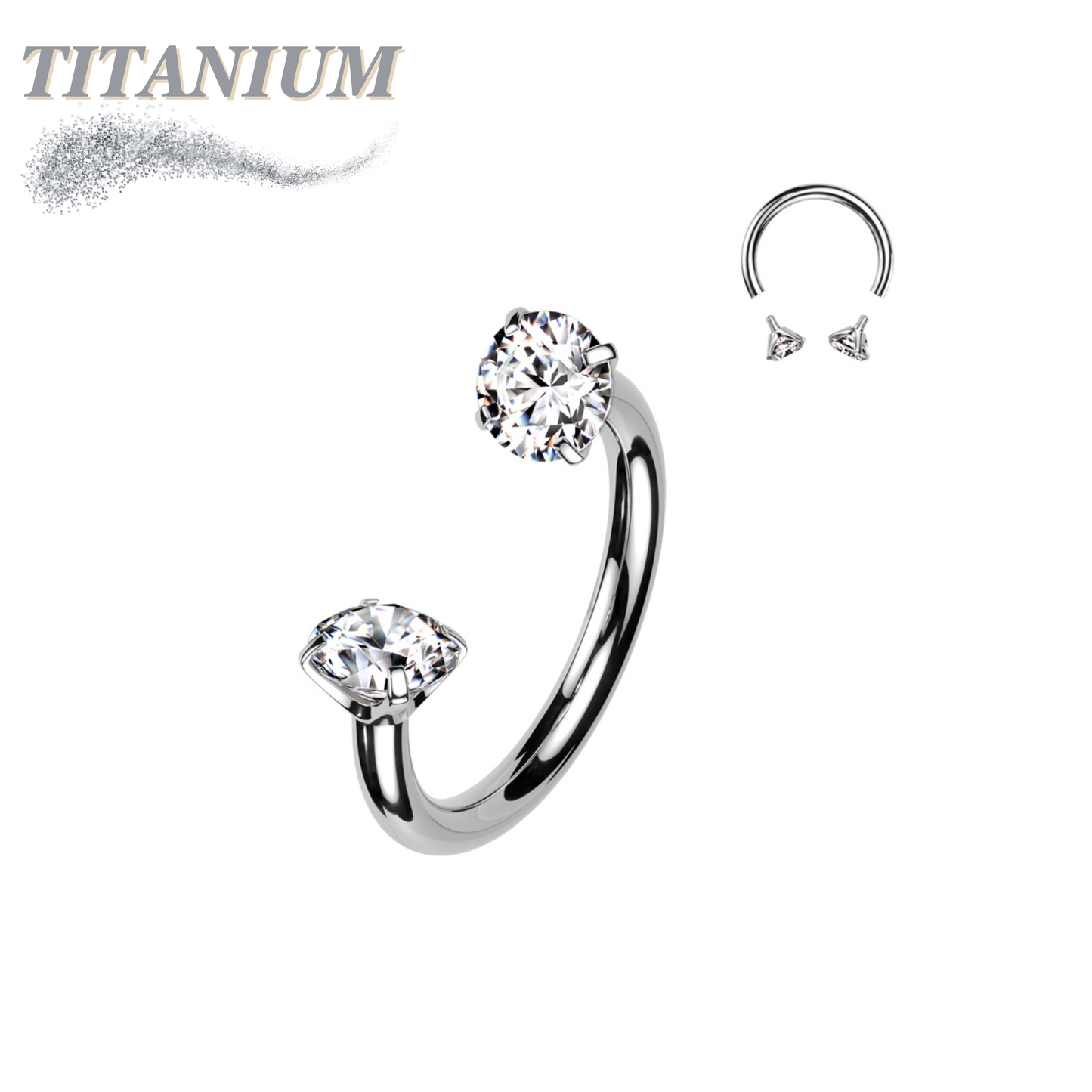 Titanium Internal Thread Horseshoe w/ Prong Ends