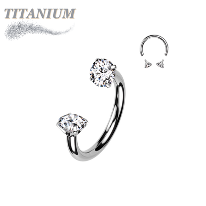 Titanium Internal Thread Horseshoe w/ Prong Ends