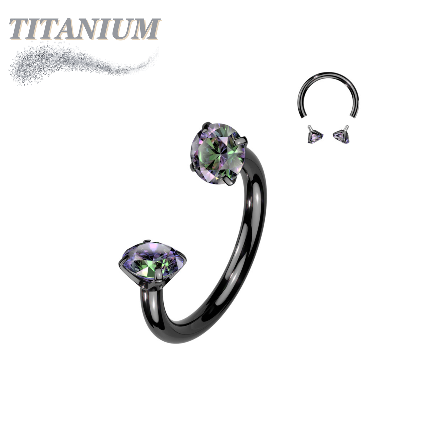 Titanium Internal Thread Horseshoe w/ Prong Ends