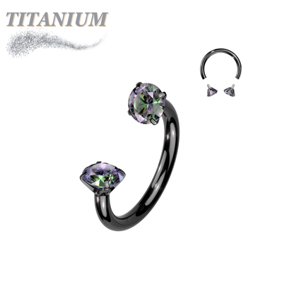 Titanium Internal Thread Horseshoe w/ Prong Ends