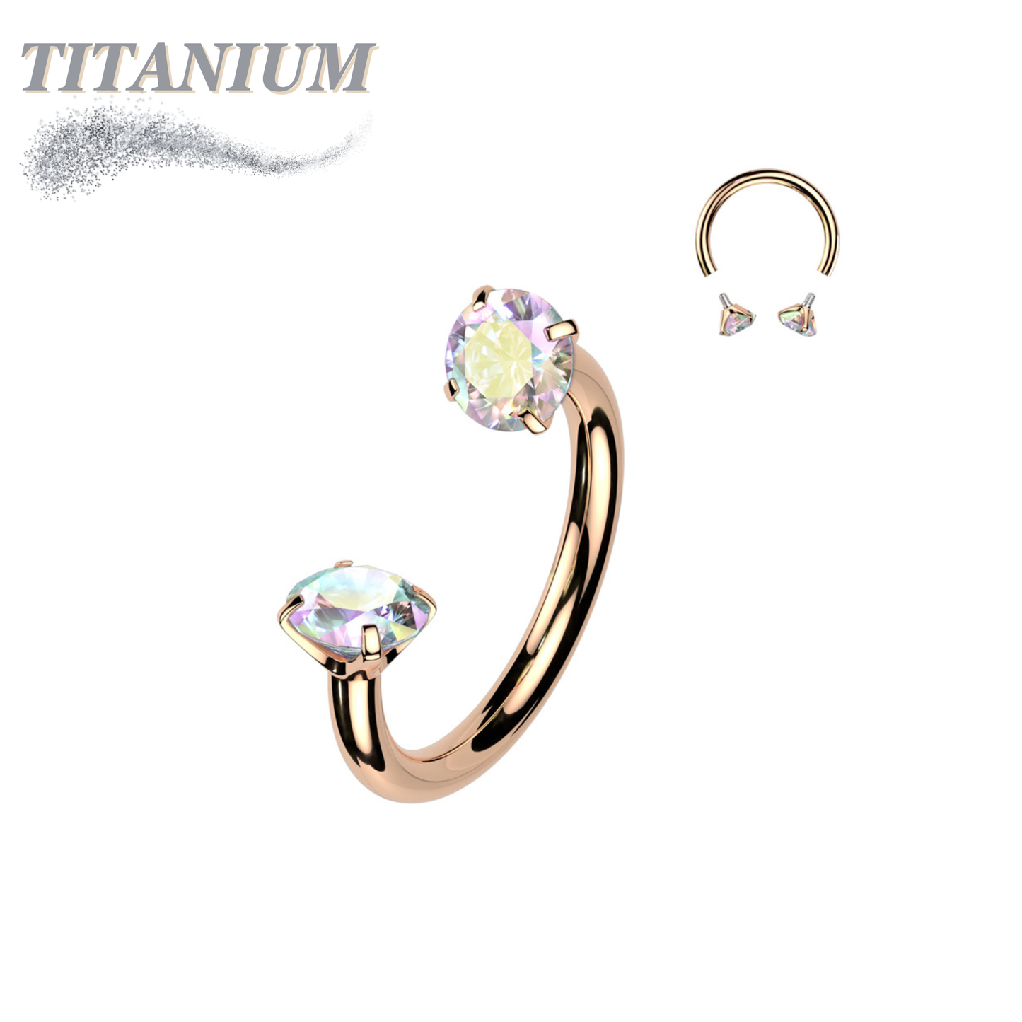 Titanium Internal Thread Horseshoe w/ Prong Ends