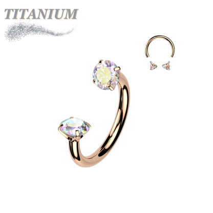Titanium Internal Thread Horseshoe w/ Prong Ends