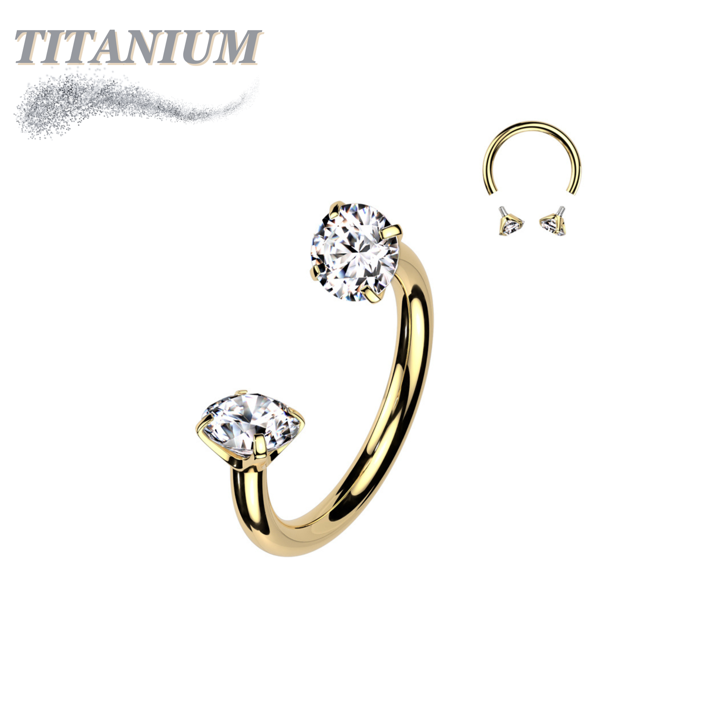 Titanium Internal Thread Horseshoe w/ Prong Ends