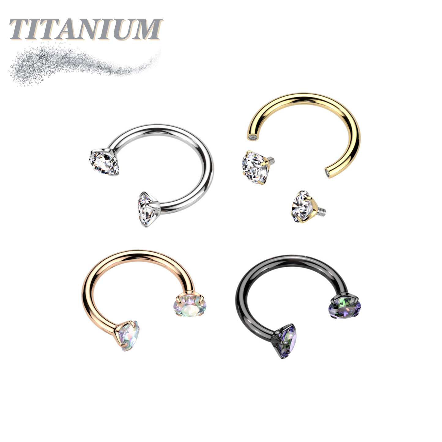 Titanium Internal Thread Horseshoe w/ Prong Ends