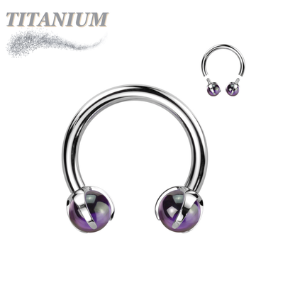 Titanium Internally Threaded Horseshoe Claw Set w/ Natural Stone