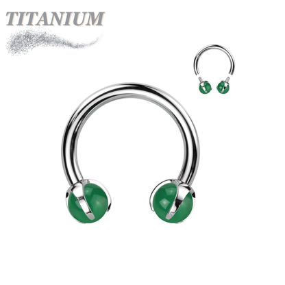 Titanium Internally Threaded Horseshoe Claw Set w/ Natural Stone