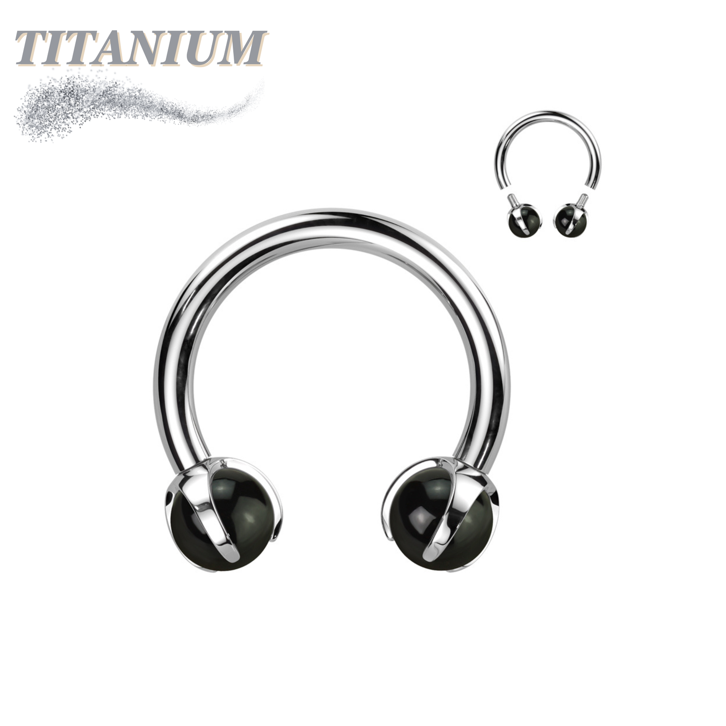 Titanium Internally Threaded Horseshoe Claw Set w/ Natural Stone