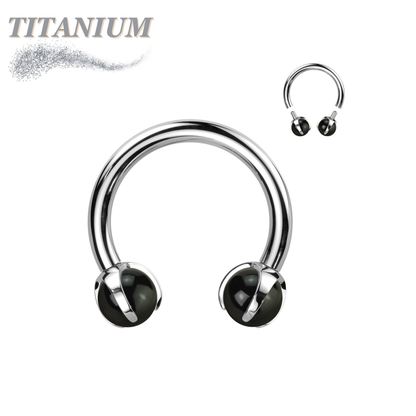 Titanium Internally Threaded Horseshoe Claw Set w/ Natural Stone