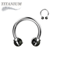 Titanium Internally Threaded Horseshoe Claw Set w/ Natural Stone