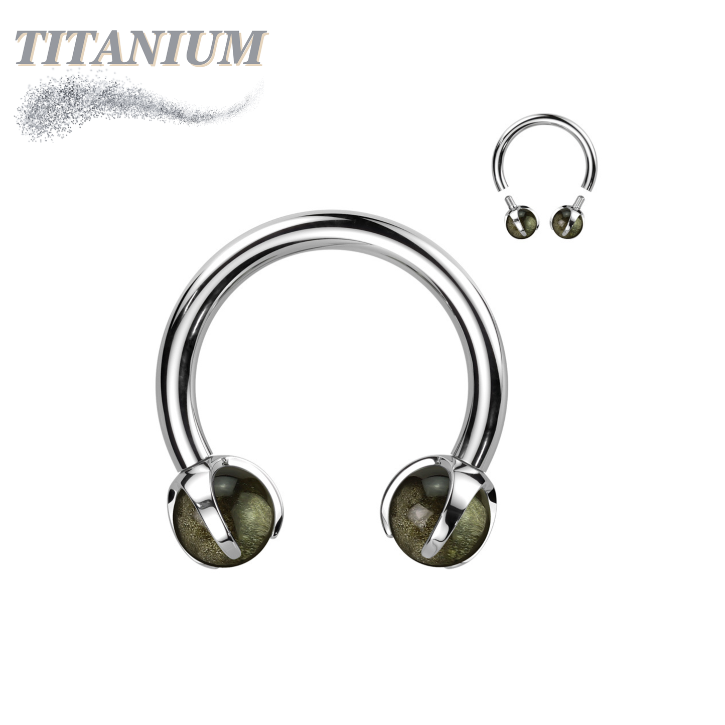 Titanium Internally Threaded Horseshoe Claw Set w/ Natural Stone