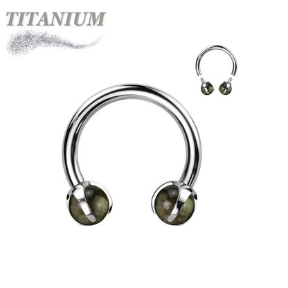 Titanium Internally Threaded Horseshoe Claw Set w/ Natural Stone