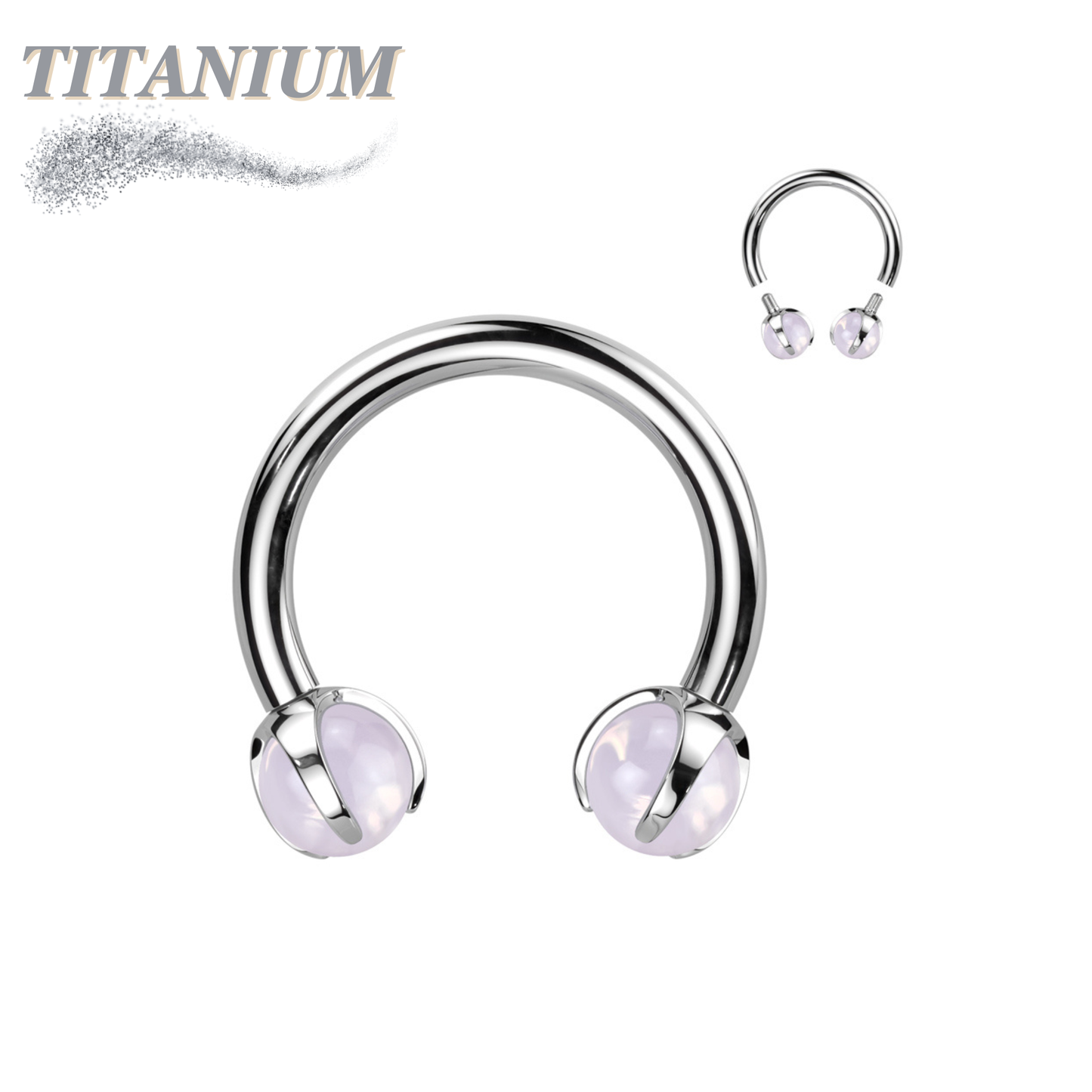 Titanium Internally Threaded Horseshoe Claw Set w/ Natural Stone