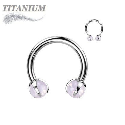 Titanium Internally Threaded Horseshoe Claw Set w/ Natural Stone