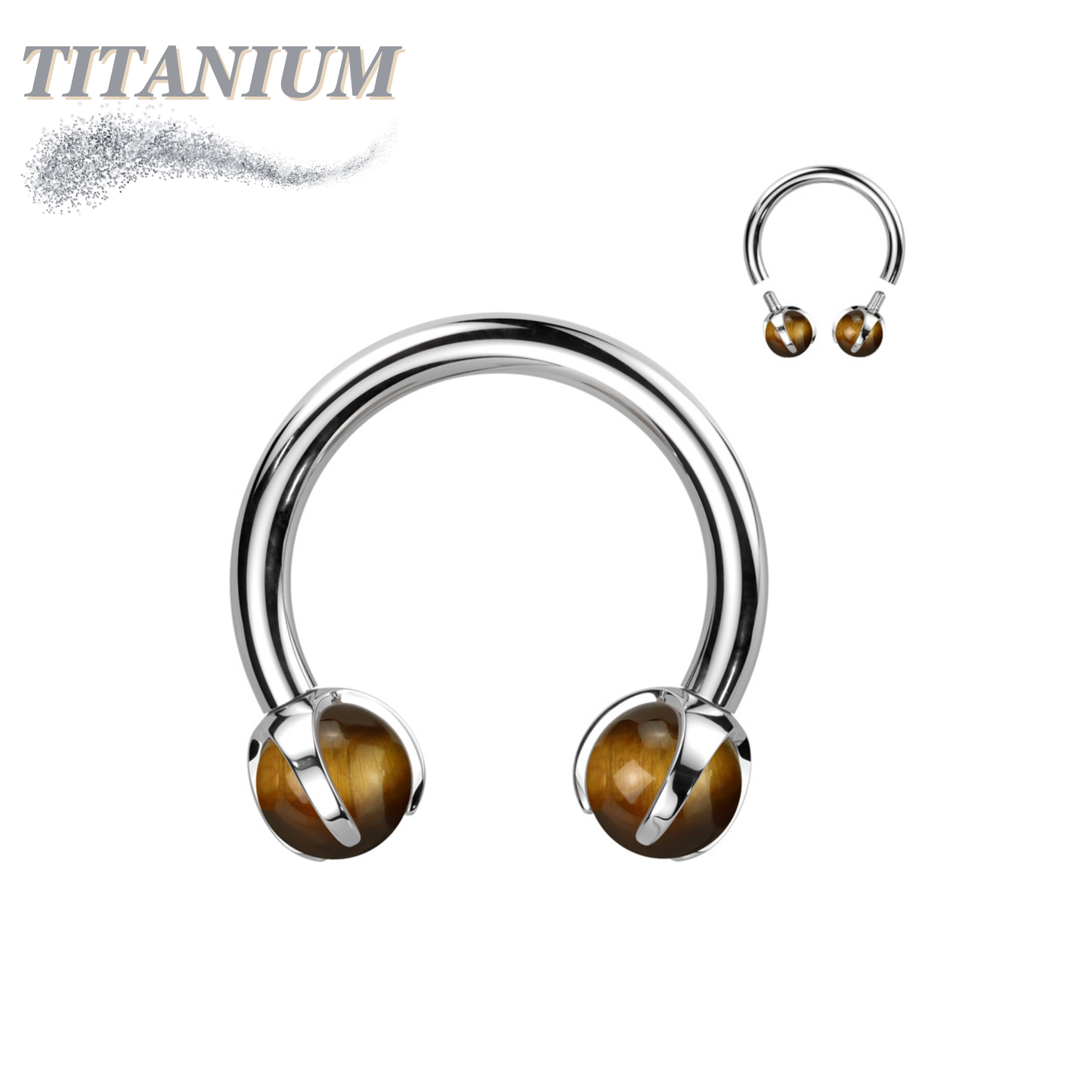 Titanium Internally Threaded Horseshoe Claw Set w/ Natural Stone