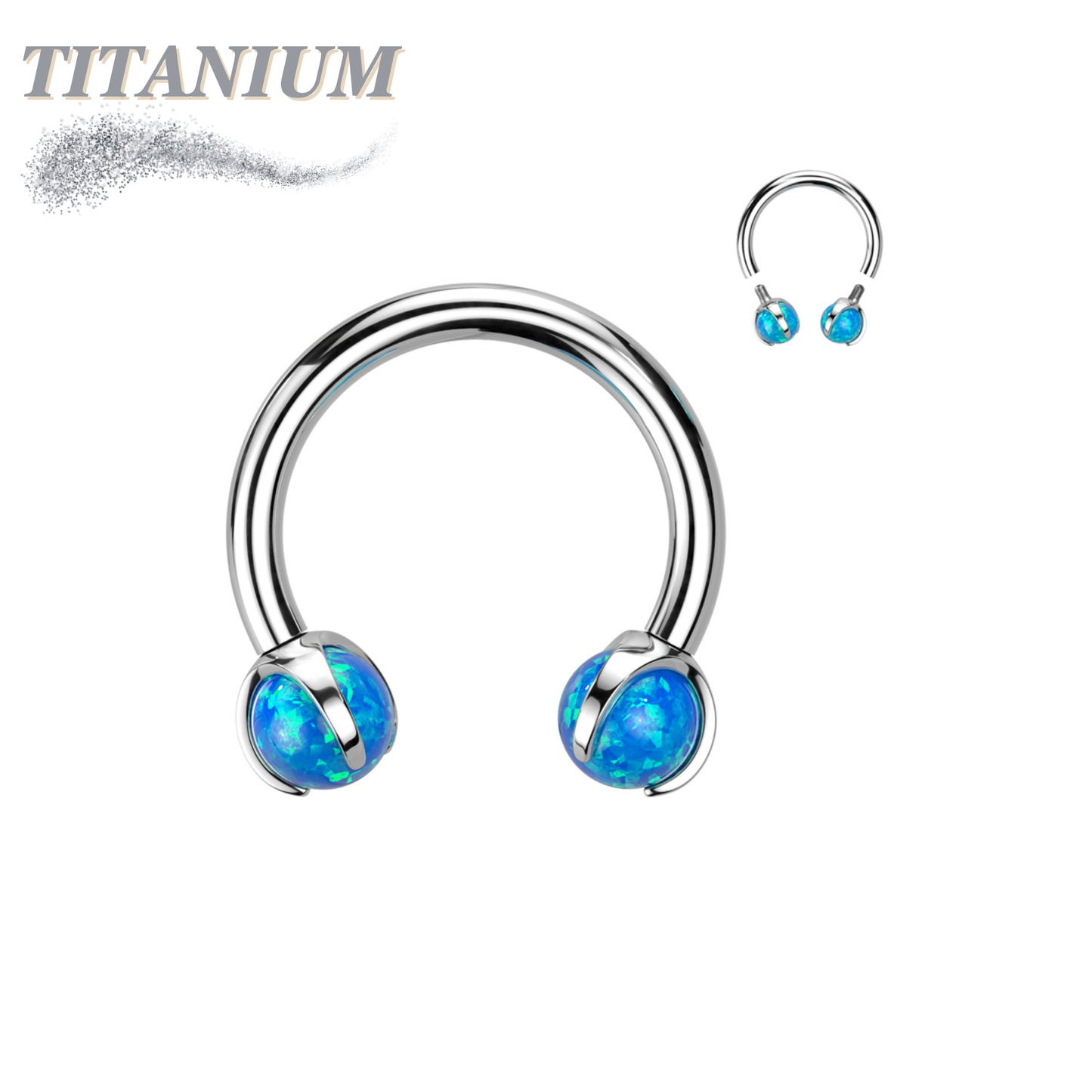 Titanium Internally Threaded Horseshoe w/ Claw Set Opal Ball Ends