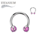 Titanium Internally Threaded Horseshoe w/ Claw Set Opal Ball Ends