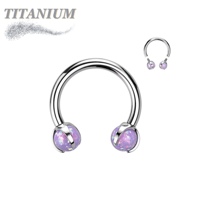 Titanium Internally Threaded Horseshoe w/ Claw Set Opal Ball Ends