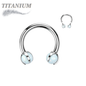 Titanium Internally Threaded Horseshoe w/ Claw Set Opal Ball Ends