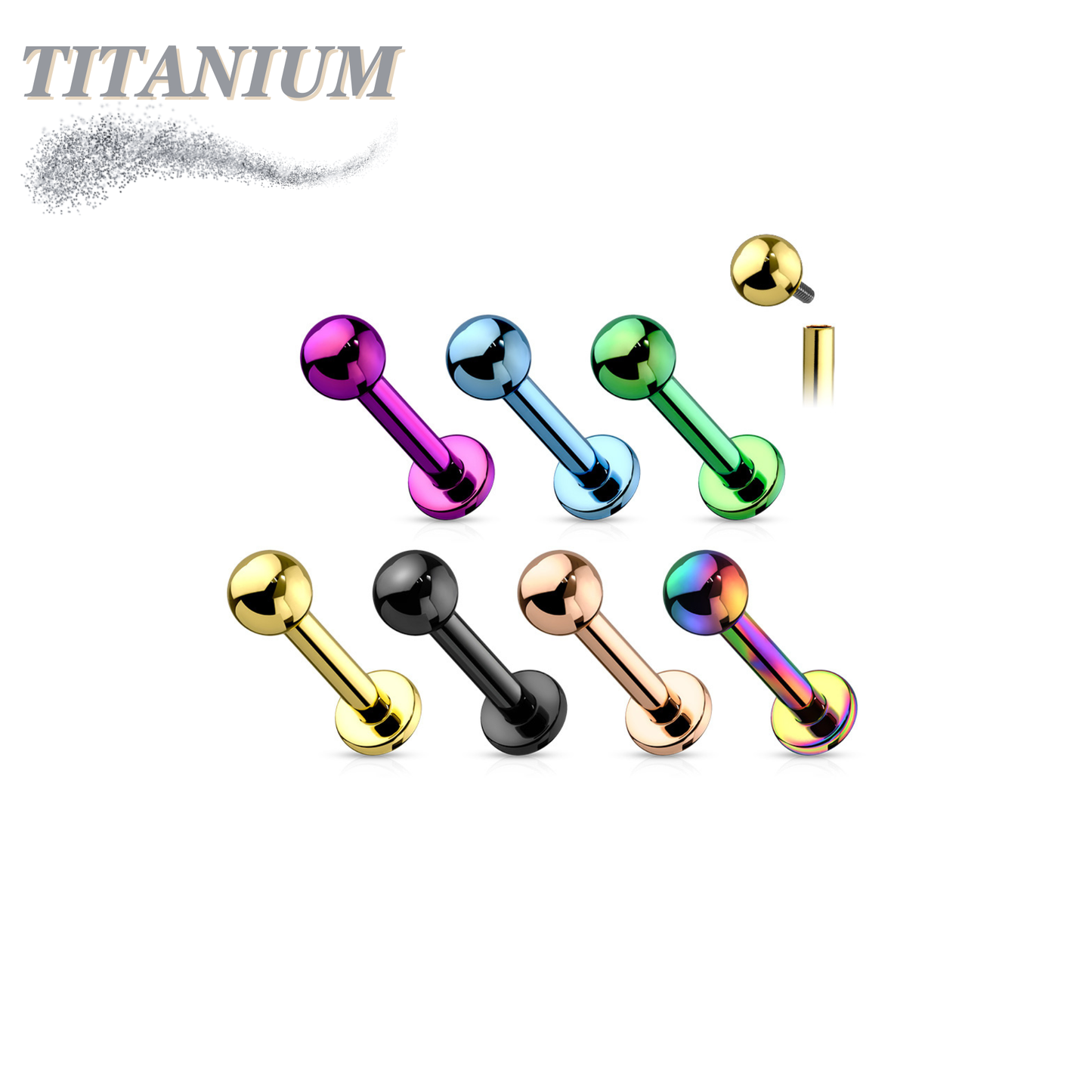 Titanium Internally Threaded Labrets - Coloured
