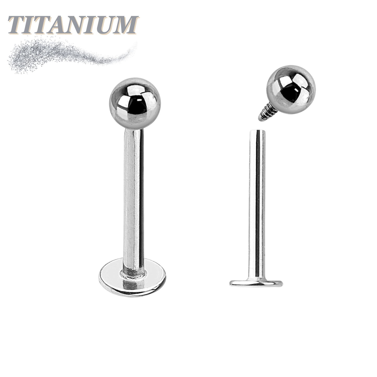 Titanium Internally Threaded Labret w/ Solid Ball (3mm Base)