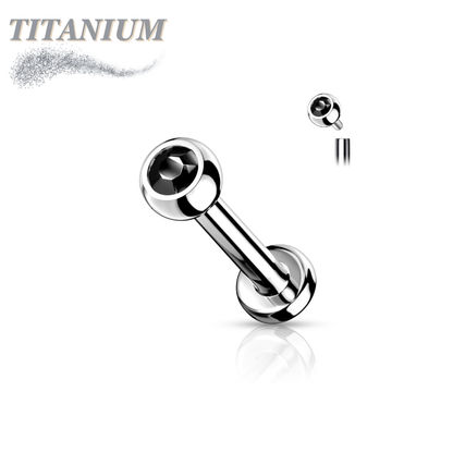 Titanium Internally Threaded Labret with CZ Bezel Set Ball - 3mm Base