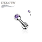 Titanium Internally Threaded Labret with CZ Bezel Set Ball - 3mm Base