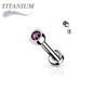 Titanium Internally Threaded Labret with CZ Bezel Set Ball - 3mm Base