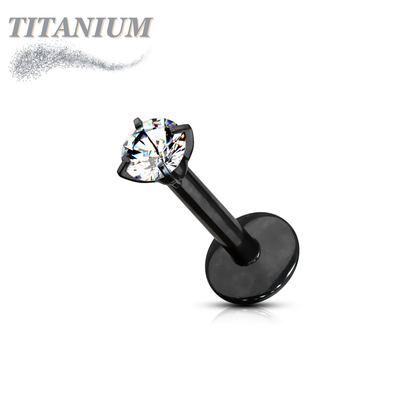 Titanium Internal Thread Labret with Prong Set CZ (4mm Base)