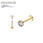 Titanium Internal Thread Labret with Prong Set CZ (4mm Base)