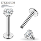 Titanium Internal Thread Labret with Prong Set CZ (4mm Base)