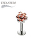 Titanium  Internally Threaded Labret w/CZ Set Flower Top