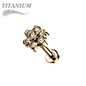 Titanium  Internally Threaded Labret w/CZ Set Flower Top