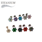 Titanium  Internally Threaded Labret w/CZ Set Flower Top