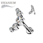 Titanium Internally Threaded Labret w/ 5 Round CZ Bezel Curve Design
