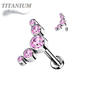 Titanium Internally Threaded Labret w/ 5 Round CZ Bezel Curve Design