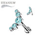 Titanium Internally Threaded Labret w/ 5 Round CZ Bezel Curve Design