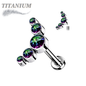 Titanium Internally Threaded Labret w/ 5 Round CZ Bezel Curve Design