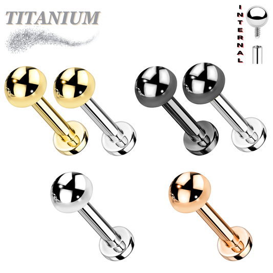 Titanium Internally Threaded Labret w/ 4mm Round Dome Top