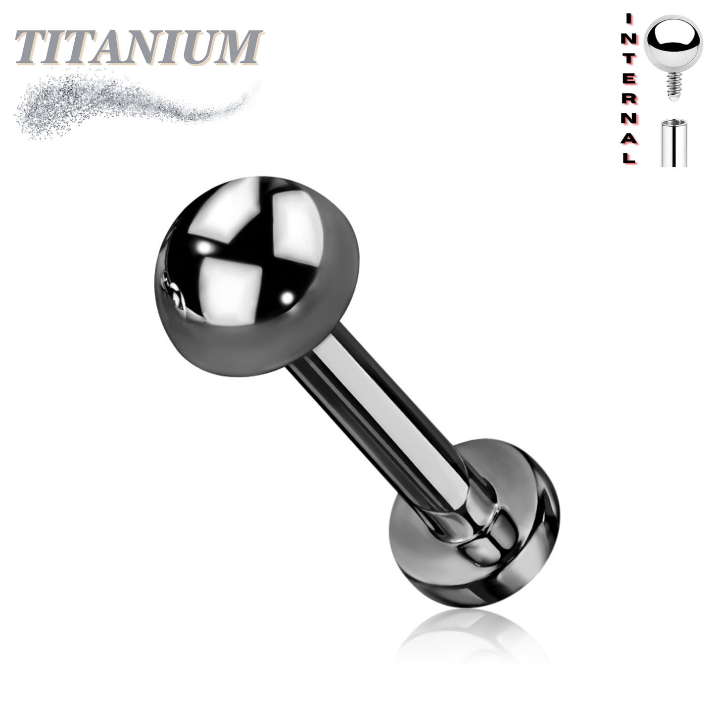 Titanium Internally Threaded Labret w/ 4mm Round Dome Top