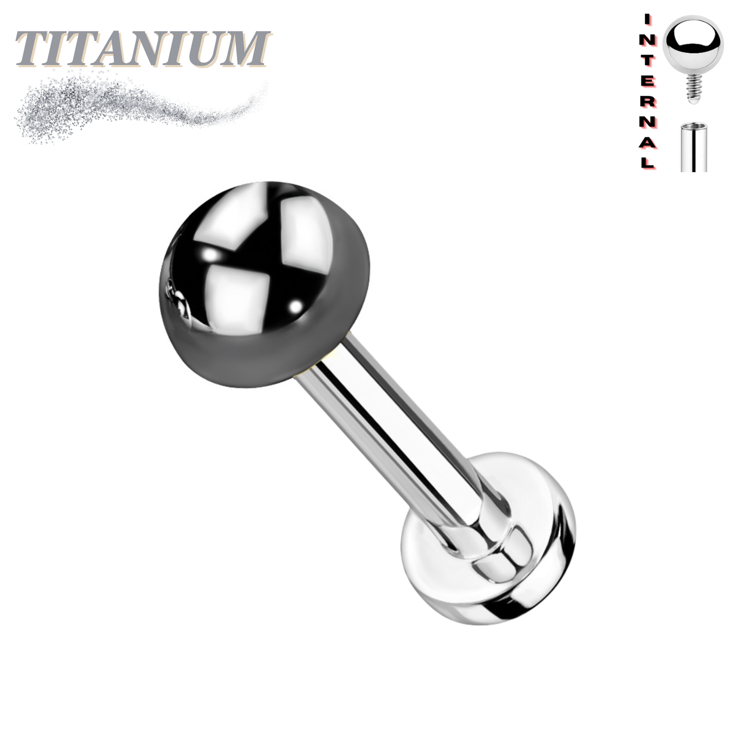 Titanium Internally Threaded Labret w/ 4mm Round Dome Top