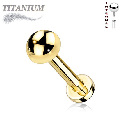 Titanium Internally Threaded Labret w/ 4mm Round Dome Top