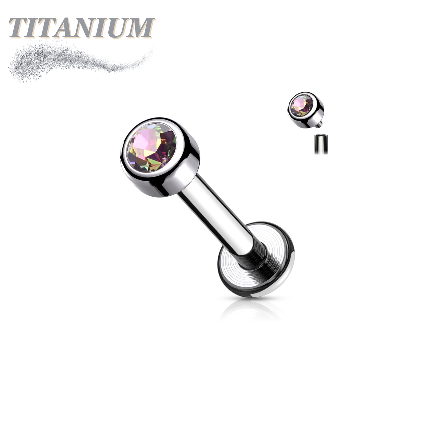Titanium Internally Threaded Premium Bezel Labret 16G 8mm