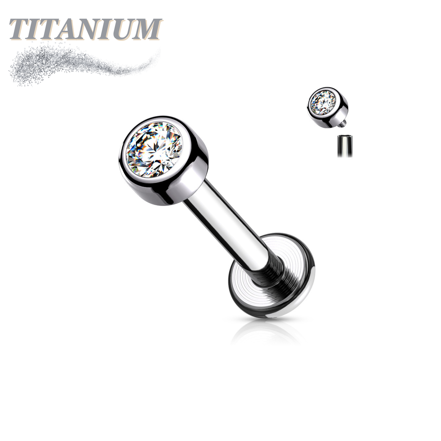 Titanium Internally Threaded Premium Bezel Labret 16G 8mm