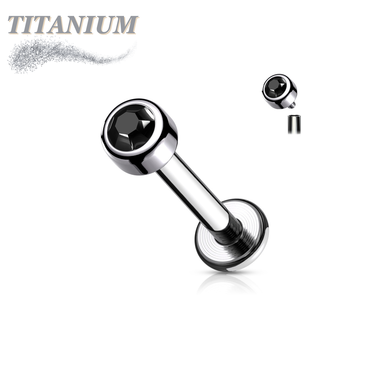 Titanium Internally Threaded Premium Bezel Labret 16G 8mm