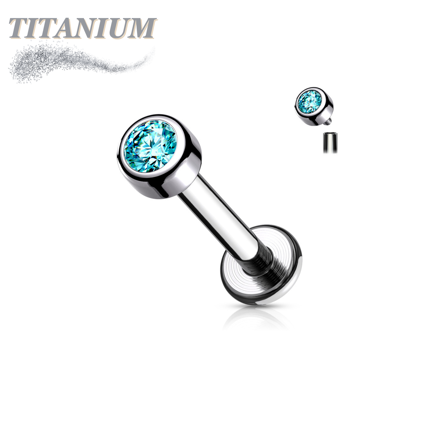 Titanium Internally Threaded Premium Bezel Labret 16G 8mm