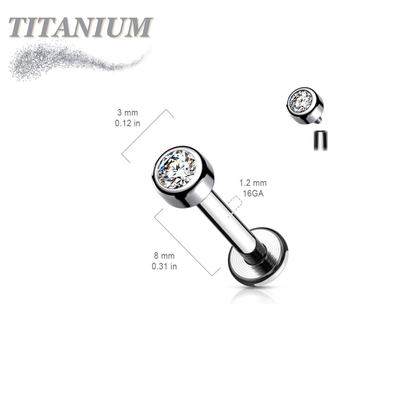 Titanium Internally Threaded Premium Bezel Labret 16G 8mm